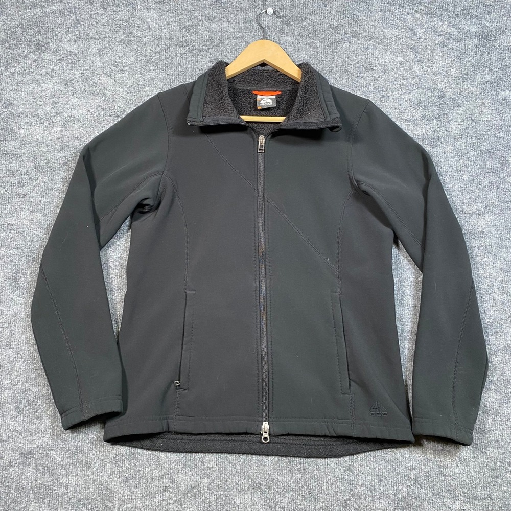 Nike ACG‎ Mens Small Black Softshell Fleece Lined Full Zip Jacket RN 104141